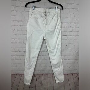 Sneak Peak high rise white denim jeans stretch raw hem sz 9 29, GUC